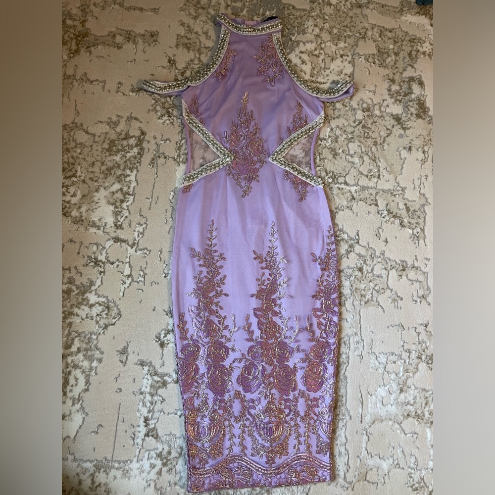 Elegant Lavender Embroidered Dress